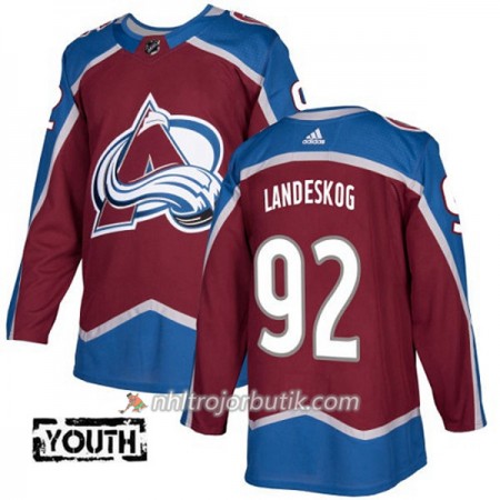 Barn Ishockey Colorado Avalanche Tröja Gabriel Landeskog 92 Adidas 2017-2018 Burgundy Röd Authentic